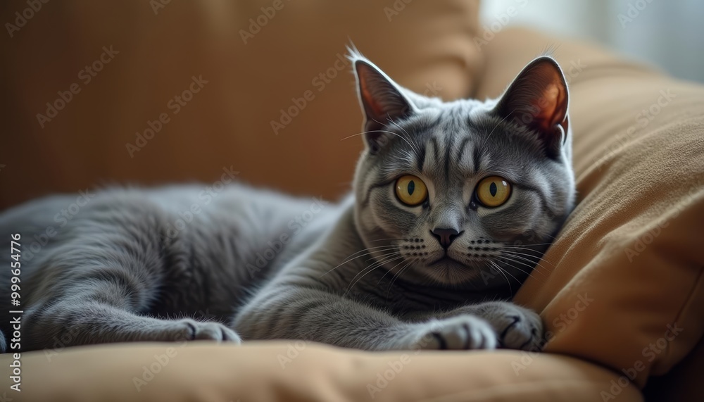 Elegant feline lounging in comfort Elegant feline lounging in comfort