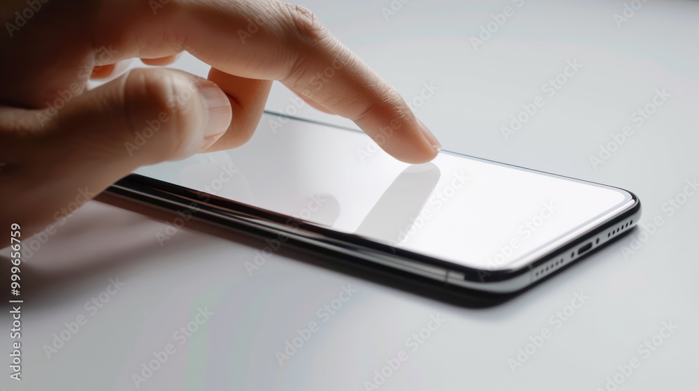 Hand Touching Smartphone Screen Hand Touching Smartphone Screen