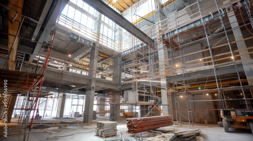 Construction Site Inside Large Building