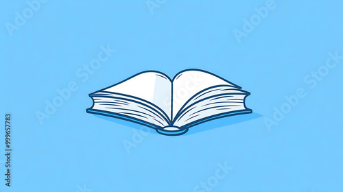 An open book against a blue background.