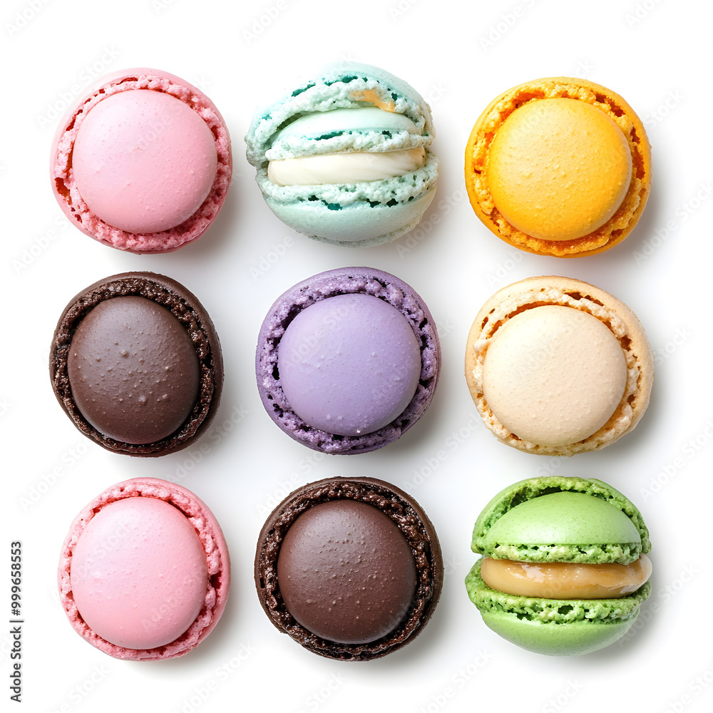 Colorful macaroons cookies isolated on white background Colorful macaroons cookies isolated on white background