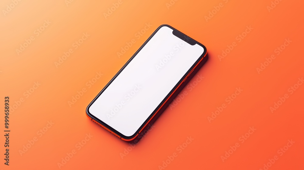 Smartphone on a vibrant orange background, showcasing modern design and sleek style. Smartphone on a vibrant orange background, showcasing modern design and sleek style.