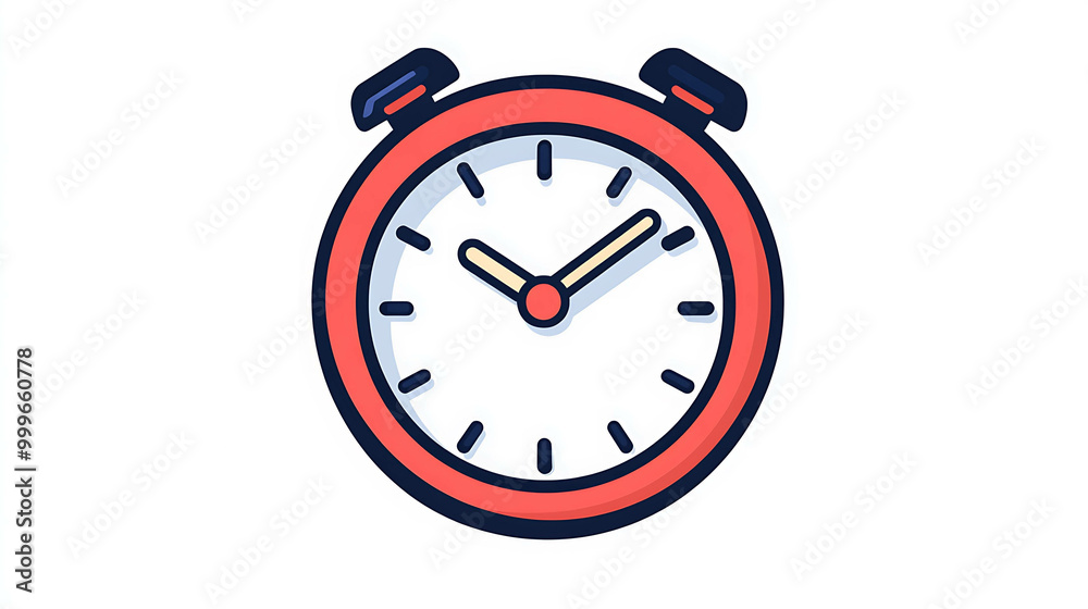 Simple cartoon illustration of a red alarm clock. Simple cartoon illustration of a red alarm clock.