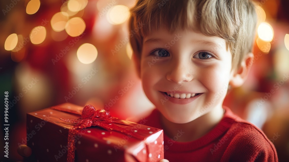 Happy Austrian Boy Excited to Unwrap Gifts on Christmas Morning Happy Austrian Boy Excited to Unwrap Gifts on Christmas Morning