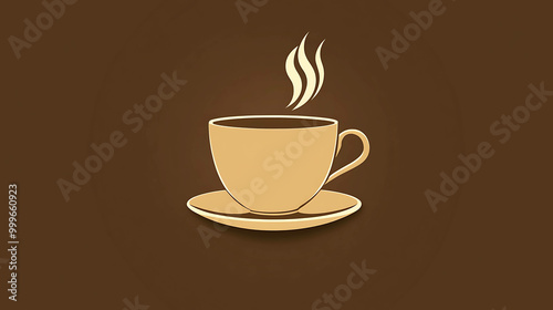 A simple illustration of a cup of coffee with steam rising from it.