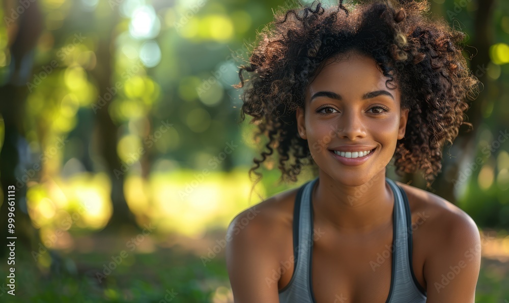 Happy athletic woman jogging while exercising in park Happy athletic woman jogging while exercising in park