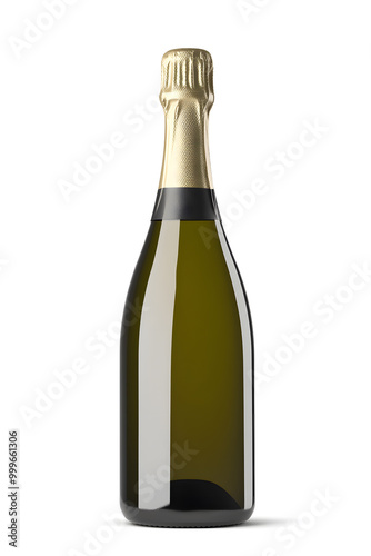 Realistic bottle of champagne mock up isolated over white background