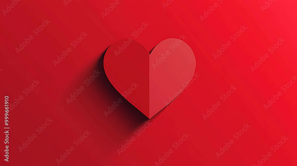 Red paper heart on a red background. Red paper heart on a red background.