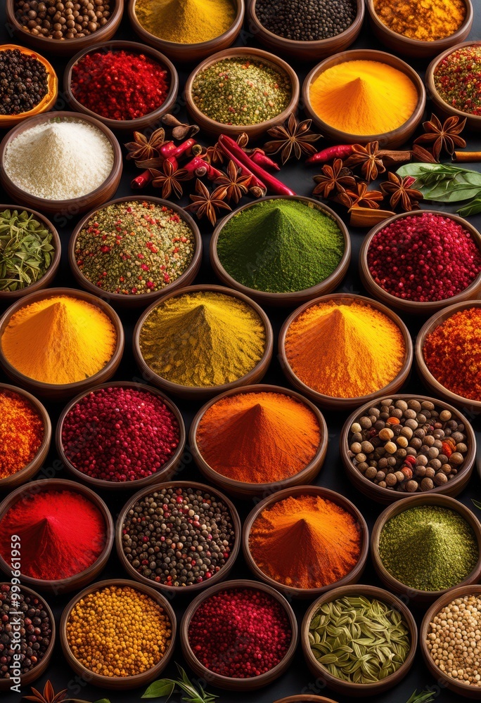 vibrant collection colorful spices arranged artistic patterns crisp white background celebrating culinary diversity, aesthetic, arrangement, basket, blend vibrant collection colorful spices arranged artistic patterns crisp white background celebrating culinary diversity, aesthetic, arrangement, basket, blend