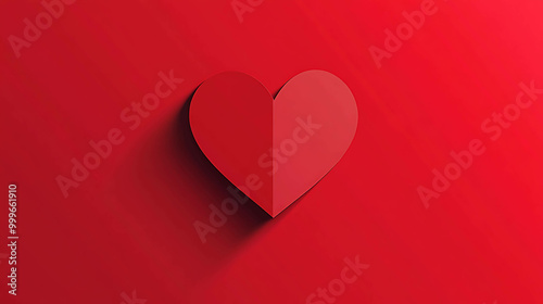 Red paper heart on a red background.