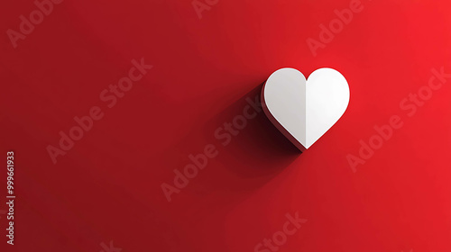 White heart on red background.