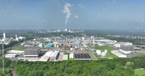 Chemiepark Knapsack near Hurth in Germany, focusing on a chemical production facility. photo