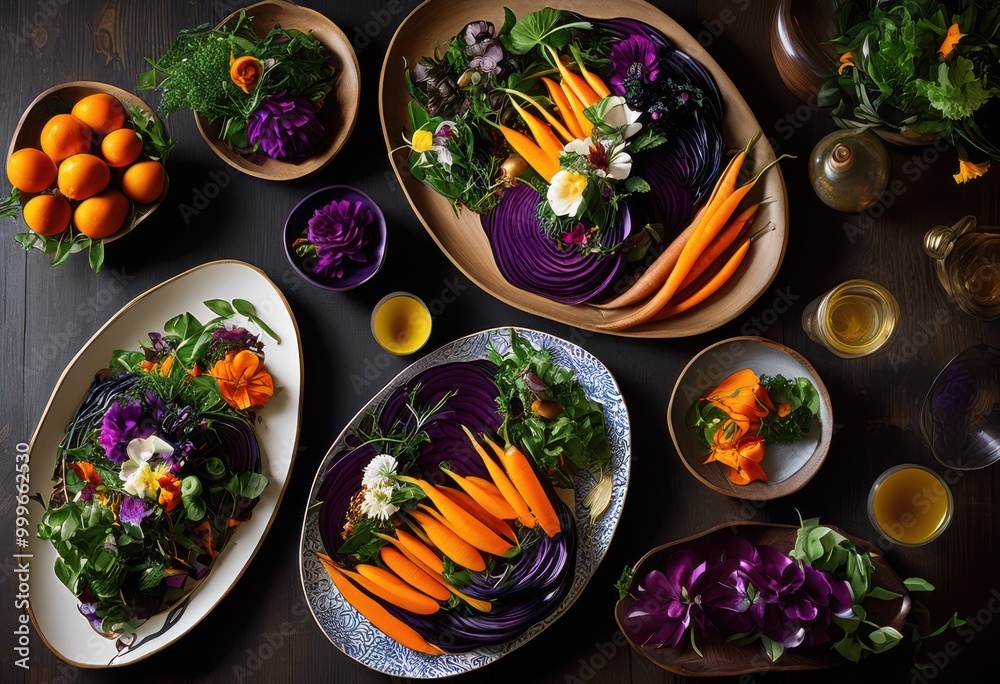 vibrant plant based plates showcasing fresh ingredients rich colors intriguing textures wholesome culinary experience, aesthetic, aroma, art, balanced, bowl vibrant plant based plates showcasing fresh ingredients rich colors intriguing textures wholesome culinary experience, aesthetic, aroma, art, balanced, bowl
