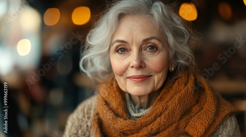 Heartwarming Moments: Elderly Woman Sharing Stories with Friends in a Cozy CafÃ©, Candid Shot Capturing Warm Atmosphere