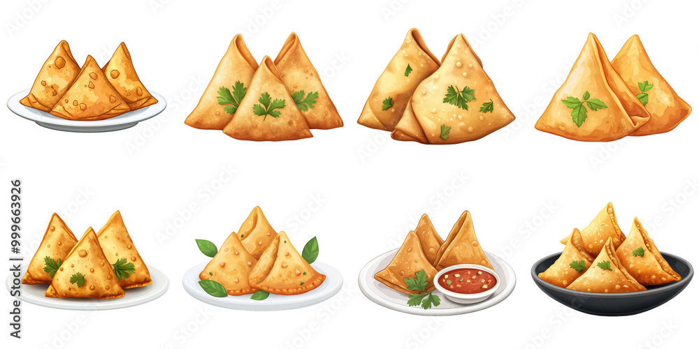 Samosa png isolated set in 3d transparent using for Indian food presentation. Samosa png isolated set in 3d transparent using for Indian food presentation.