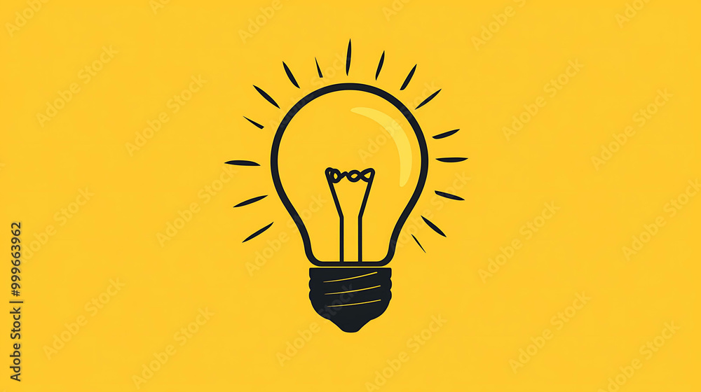 Simple yellow lightbulb graphic on yellow background. Simple yellow lightbulb graphic on yellow background.
