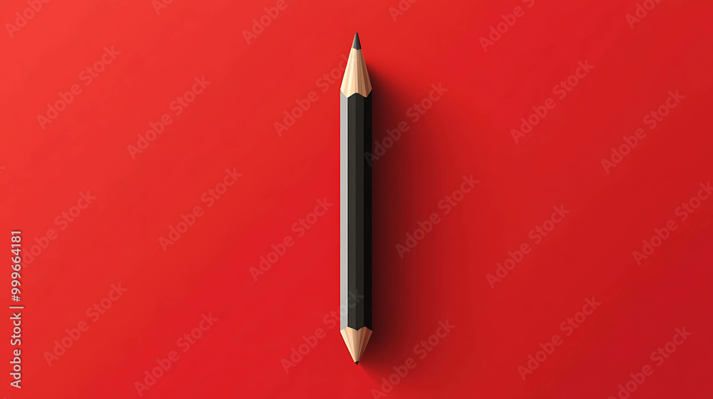 Black pencil on red background.