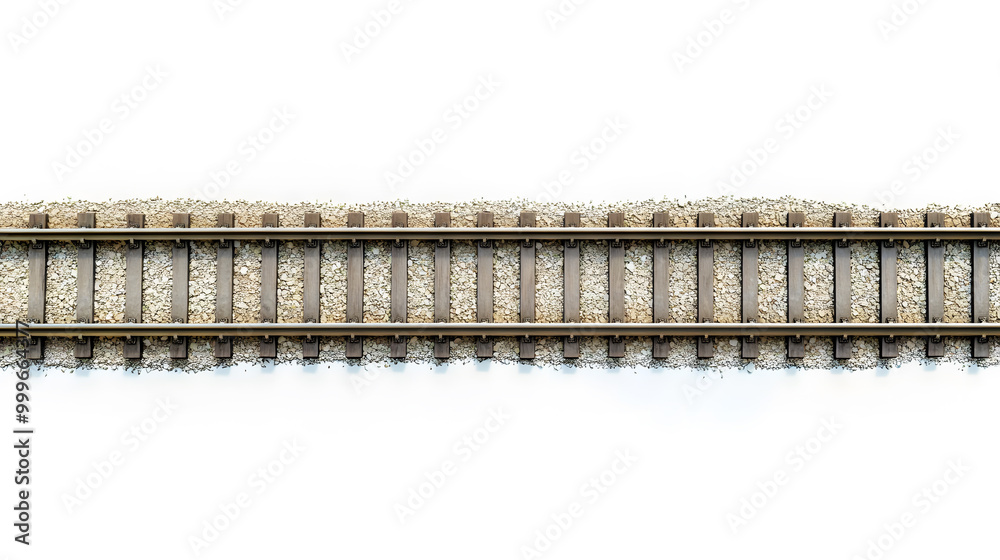 Railway rails top view isolated on white background Railway rails top view isolated on white background