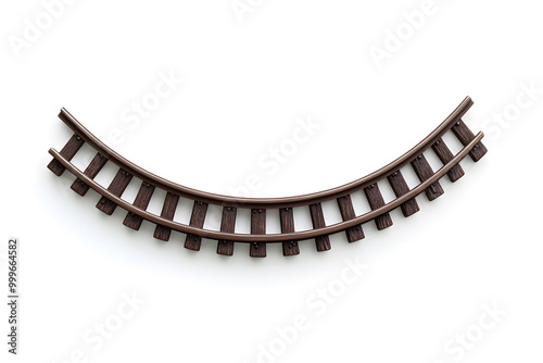 Railway rails top view isolated on white background