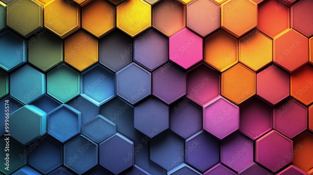 A vibrant hexagonal pattern with a gradient of colors transitioning from dark to light A vibrant hexagonal pattern with a gradient of colors transitioning from dark to light