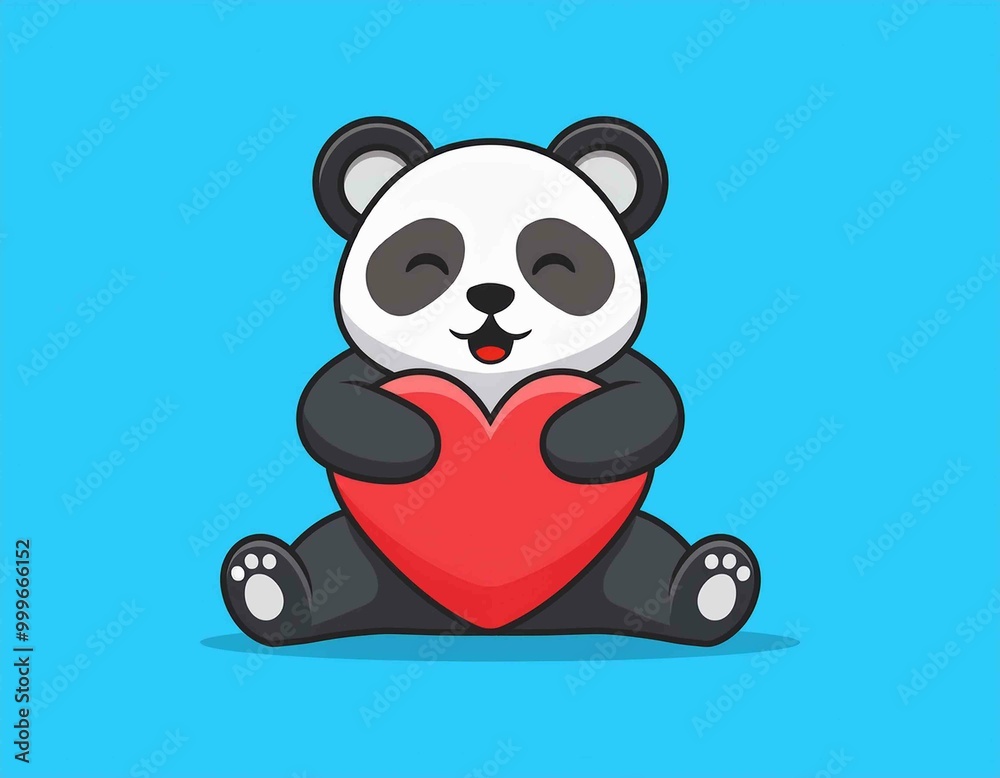 cute panda character hugging heart. Panda cute panda character hugging heart. Panda