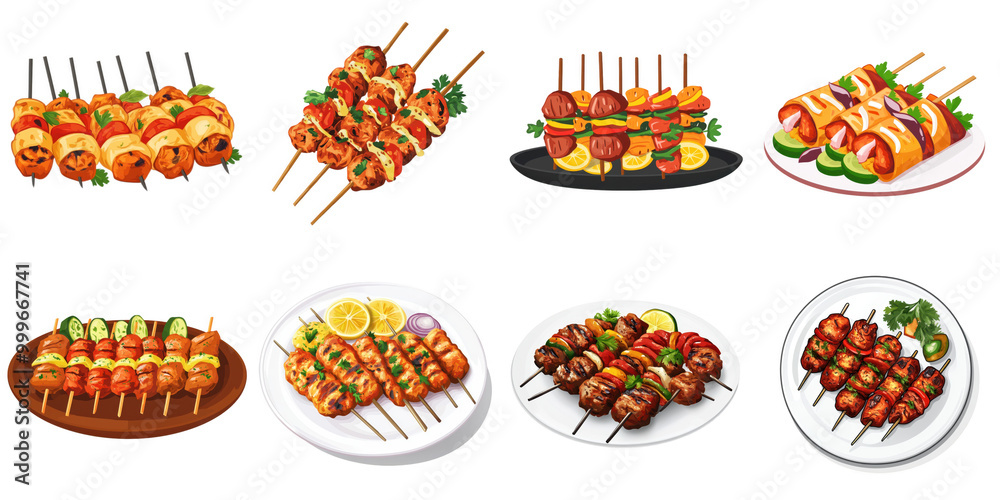 Kebab transparent sample mockup isolated png with no background Indian food concept.