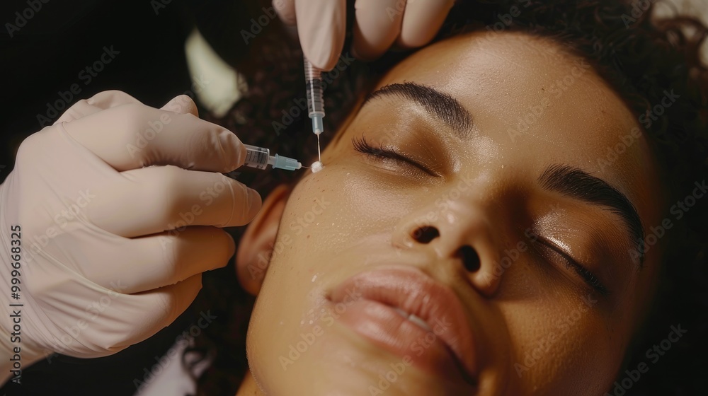 beautiful model getting filler injections by a professional doctor in a modern clinic