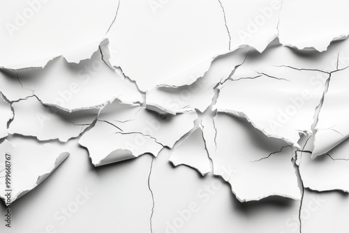 A close-up shot of a cracked wall on a white background