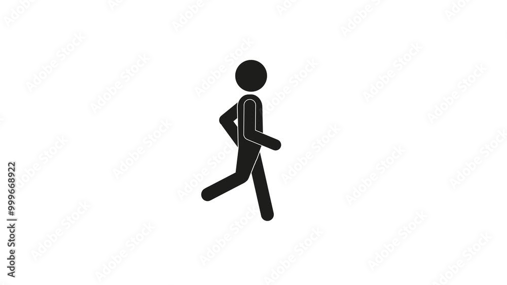 A man got up and ran, a stickman, a stick figure of a man on a white background A man got up and ran, a stickman, a stick figure of a man on a white background