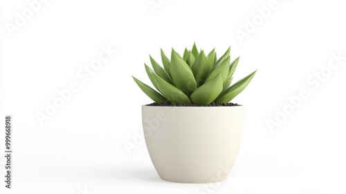 A 3D rendered succulent plant in a small pot, isolated on a white background.