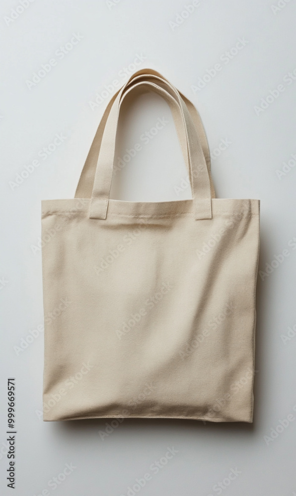 A white canvas bag with a tan handle mockup A white canvas bag with a tan handle mockup