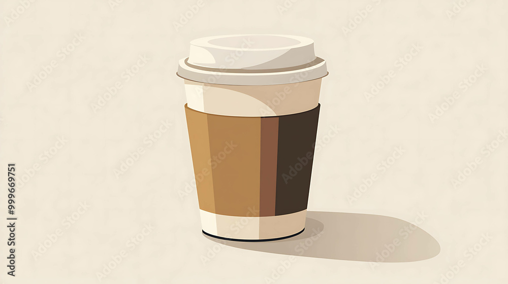 A simple illustration of a takeaway coffee cup with a brown paper sleeve. A simple illustration of a takeaway coffee cup with a brown paper sleeve.