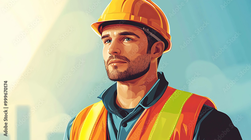 Portrait of a construction worker wearing a hard hat and safety vest. Portrait of a construction worker wearing a hard hat and safety vest.