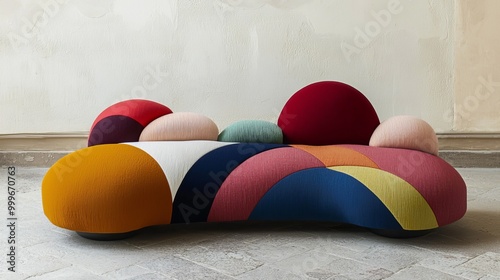 Colorful Modern Sofa with Abstract Design in Minimalist Room