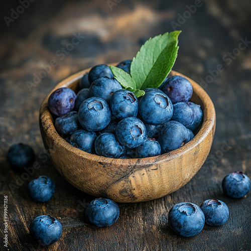 Fresh blueberries on rustic wooden table evoke sense of natural beauty and health. These vibrant berries are often considered brain food, perfect for nutritious snack