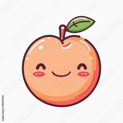 Cute smiling peach cartoon illustration