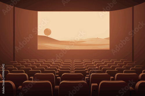 Empty theater with scenic screen