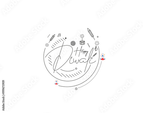Happy Diwali Text Poster Design. Abstract vector illustration.