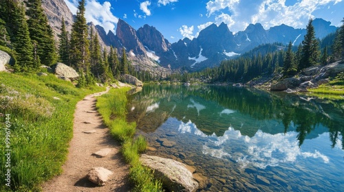 Hiking trail leading to a secluded mountain.