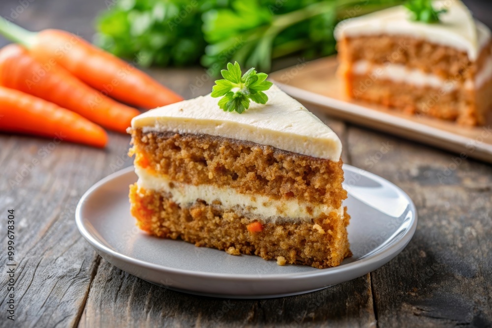 Pieces of fresh carrot cake with white cream Pieces of fresh carrot cake with white cream