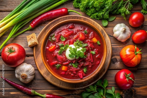 Traditional Russian Ukrainian soup borsch