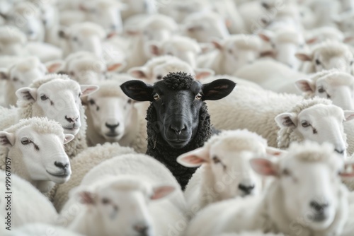 A group of sheep gathered next to each other in a field