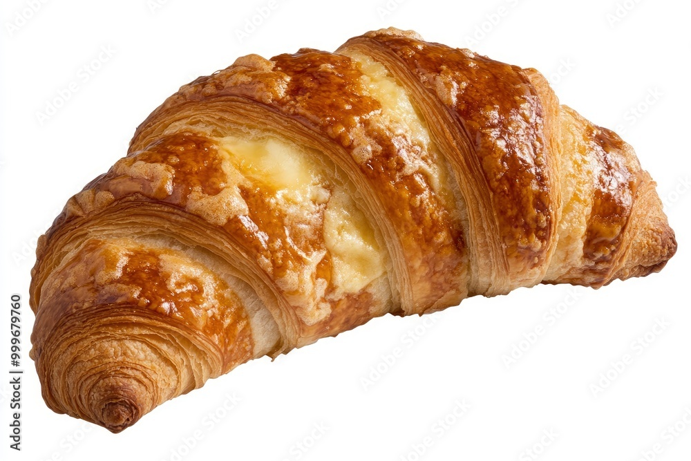 Cheese croissant isolated in white background with clipping path, no shadow, homemade dessert - generative ai Cheese croissant isolated in white background with clipping path, no shadow, homemade dessert - generative ai