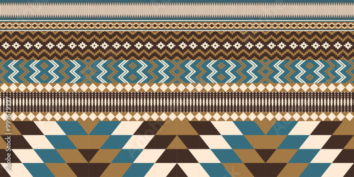 Ethnic geometric pattern, seamless pattern of the Navajo tribe. Native American ethnic. Seamless vector pattern ethnic, seamless Mexican rug, woven carpet. Folk embroidery, Bohemian, Aztec style.