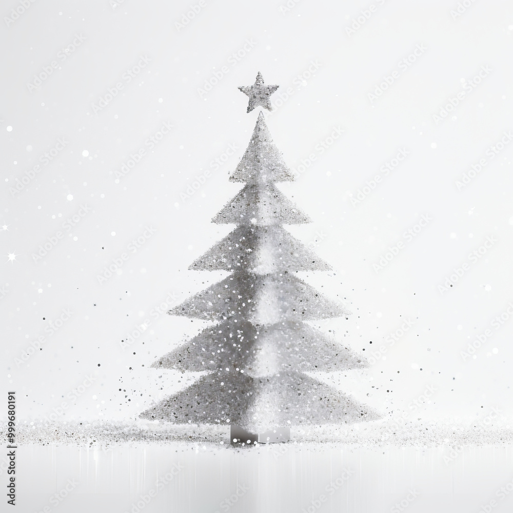 Abstract Christmas tree with snowflakes, a green fir tree decorated with stars and snow for a winter holiday celebration, isolated on white background ,Generated By Ai Abstract Christmas tree with snowflakes, a green fir tree decorated with stars and snow for a winter holiday celebration, isolated on white background ,Generated By Ai