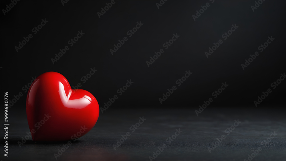 Fototapeta premium Red heart isolated on dark background 