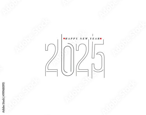 Happy New Year 2025 Text Typography Design Element flyer, banner design.