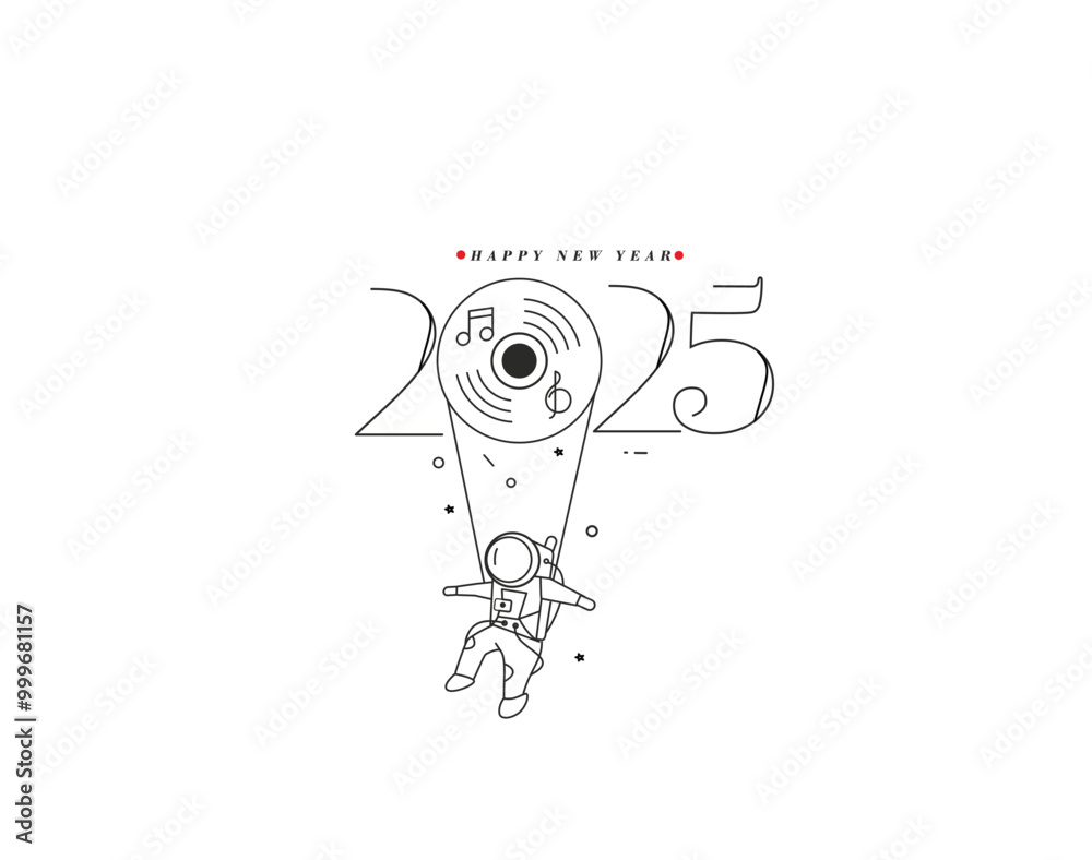 Happy New Year 2025 Text Typography Design Element flyer, banner design.