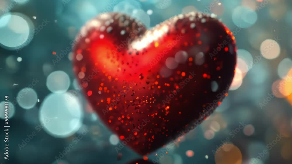 An artistic close up of a shiny red heart surrounded by droplets and soft bokeh, evoking emotions of love and warmth An artistic close up of a shiny red heart surrounded by droplets and soft bokeh, evoking emotions of love and warmth
