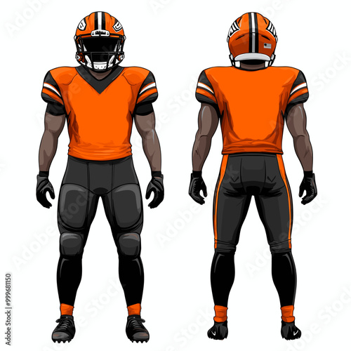 vector american football player from different sides on white background .Generative AI